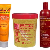 Cantu Shea Butter For Natural Hair Conditioning Co-Wash, Creme of Nature With Argan Oil From Morocco Intensive Conditioning Treatment, and Eco Styler Argan Oil Styling Gel Initial Review